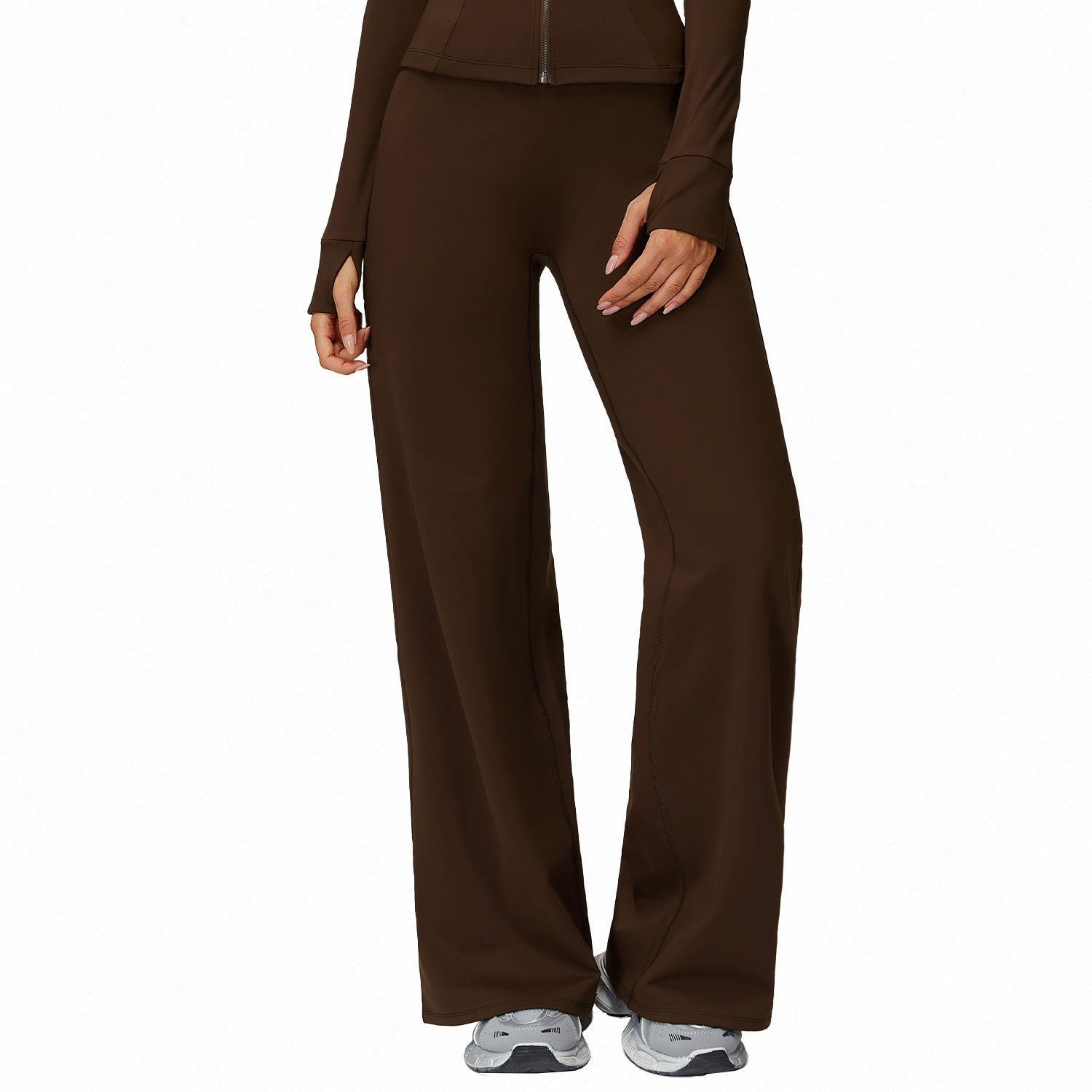 Wide Leg Fleece Lined High Waist Trousers For Cold Days