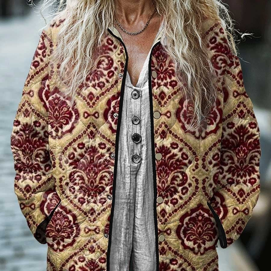 Women's Digital Floral Cotton Padded Jacket With Space Cotton Fill