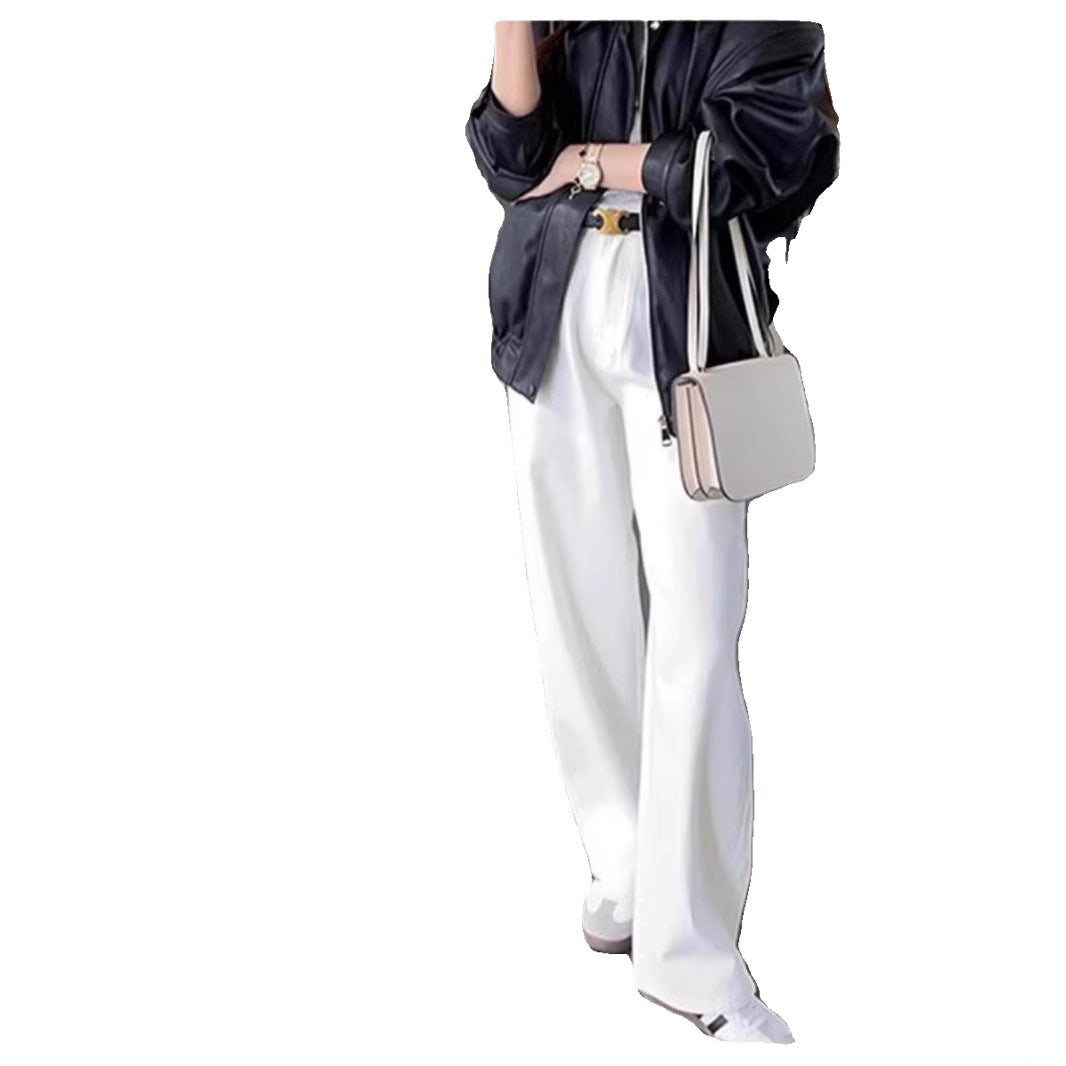 Crisp White Wide-Leg Jeans with Relaxed Feminine Appeal-Theone Apparel
