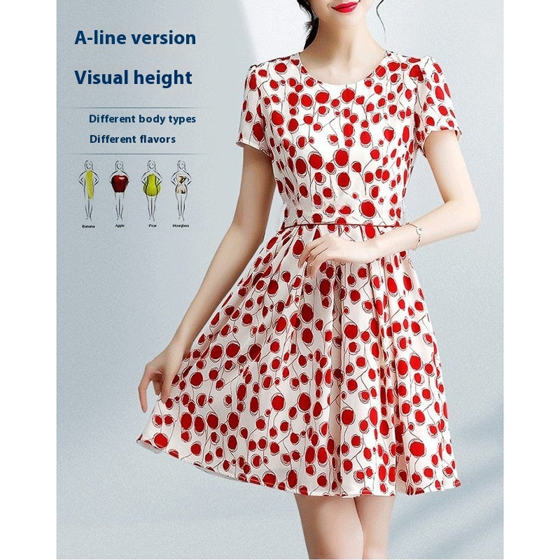 High-End Polka Dot Ice Silk Dress for Luxurious Summer Styling-Theone Apparel