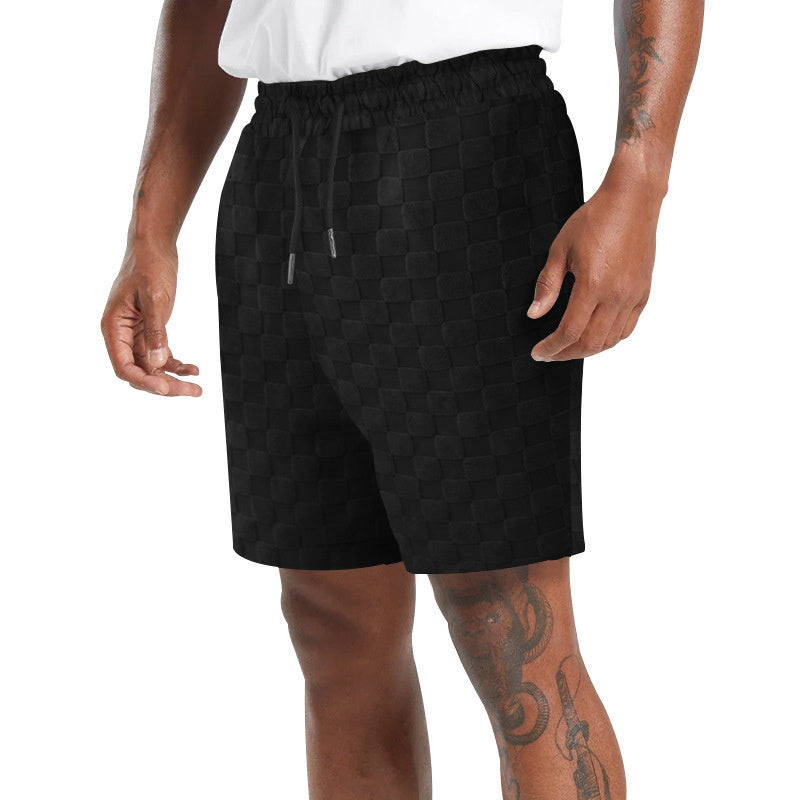 Loose-Fit Checkerboard Plaid Shorts for Casual Active Days-Black-Theone Apparel