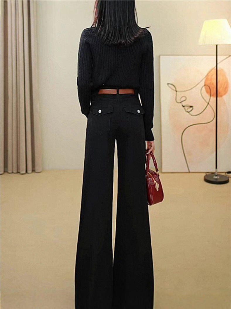 Retro High Waist Wide-Leg Jeans for Everyday Style-Theone Apparel