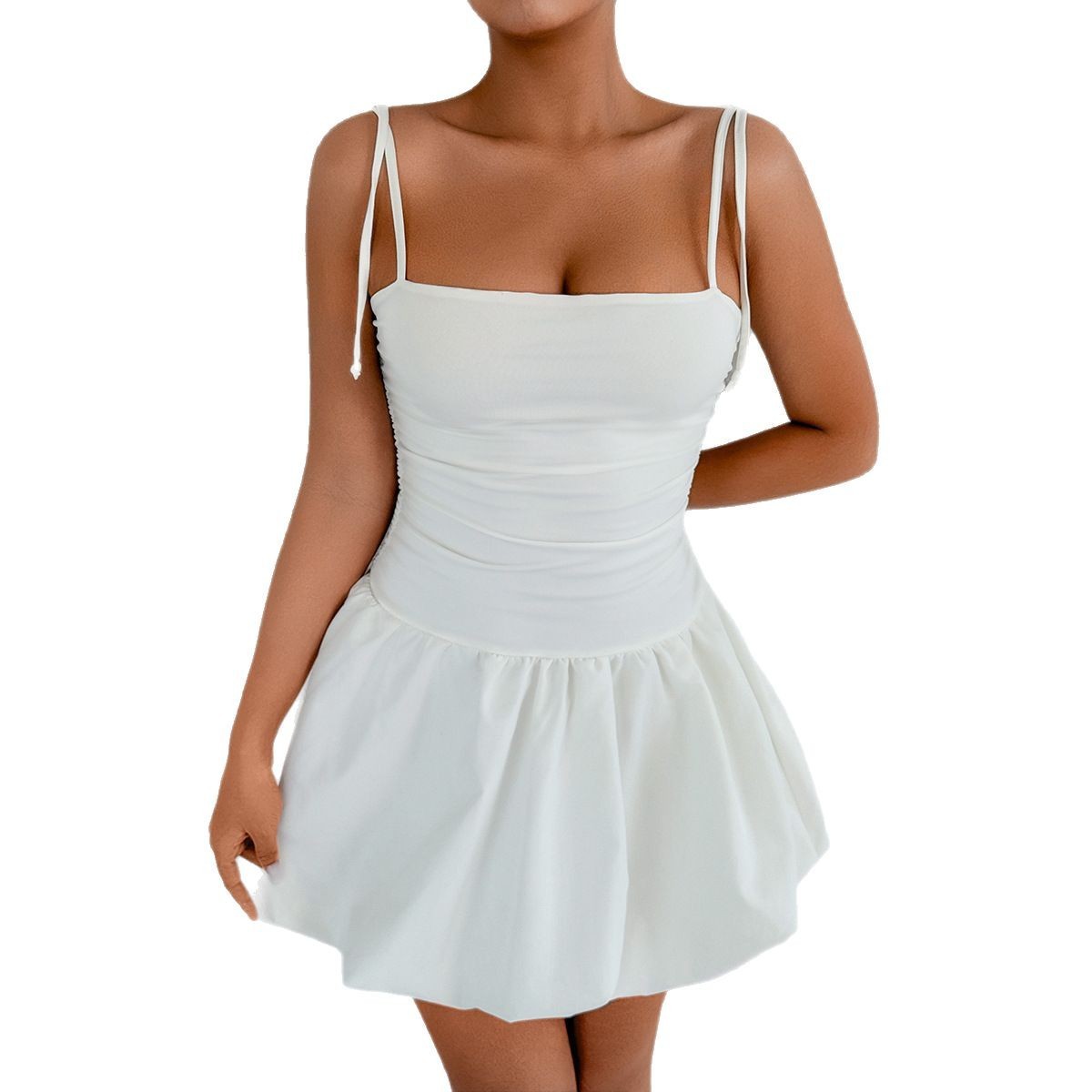 Slim Strap Tube-Top Mini Dress for Trendy Evening Looks-Theone Apparel