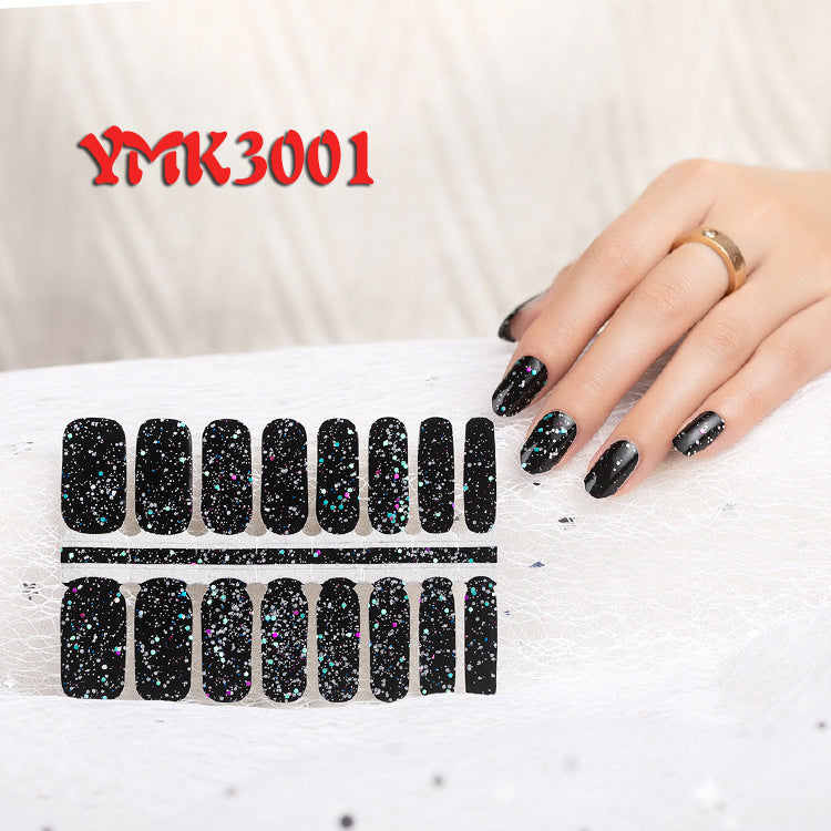 Women's Glittery Galaxy Nail Wraps for Fake Nails-Black-Theone Apparel