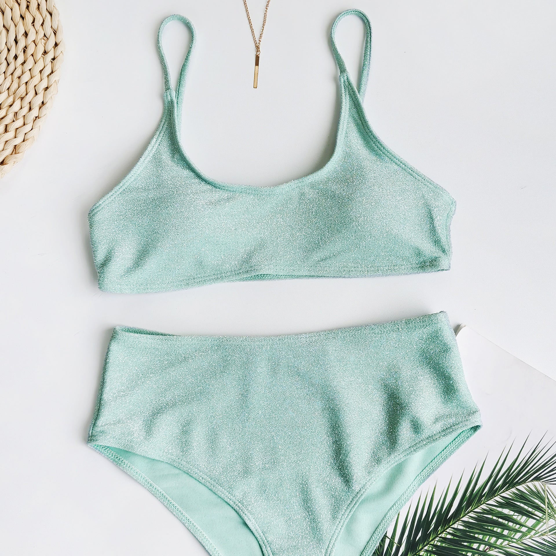 Women's Two Piece Bandeu Top and High Waist Bikini Set-Theone Apparel