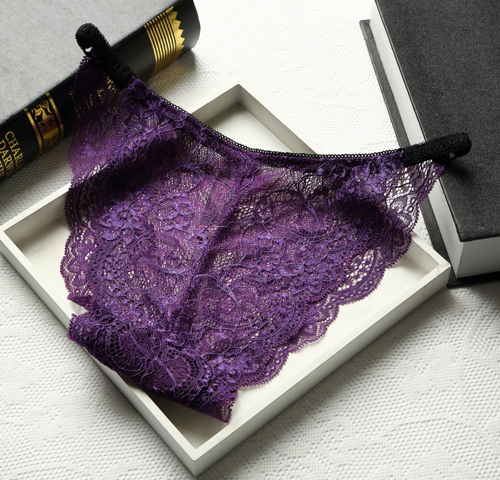 Full Coverage Brief Style Lace Underwear-Dark Purple-Theone Apparel