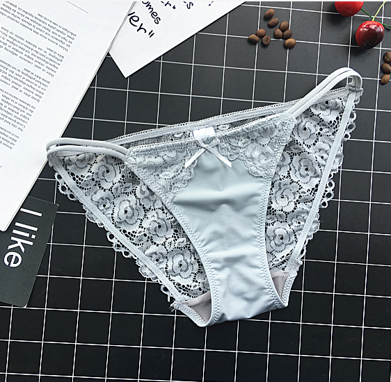 Lace Back Mesh Front String Waistband-Gray-Theone Apparel