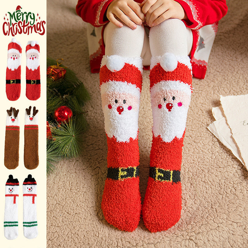 Ultra Soft Fleece Christmas Themed Crew Socks for Kids