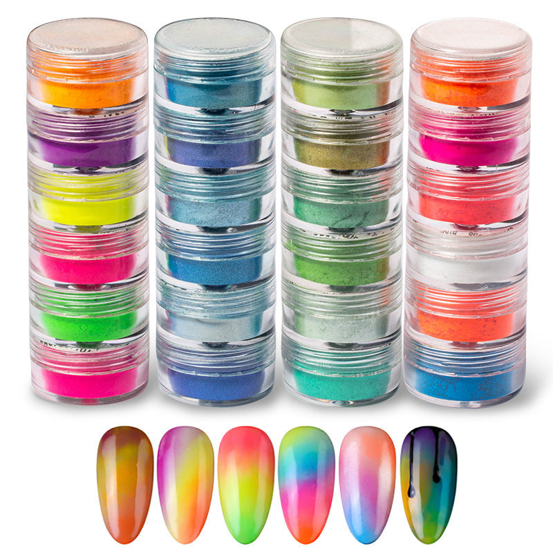 Multicolored Dye Powder for Nail Extensions in 6 Colors