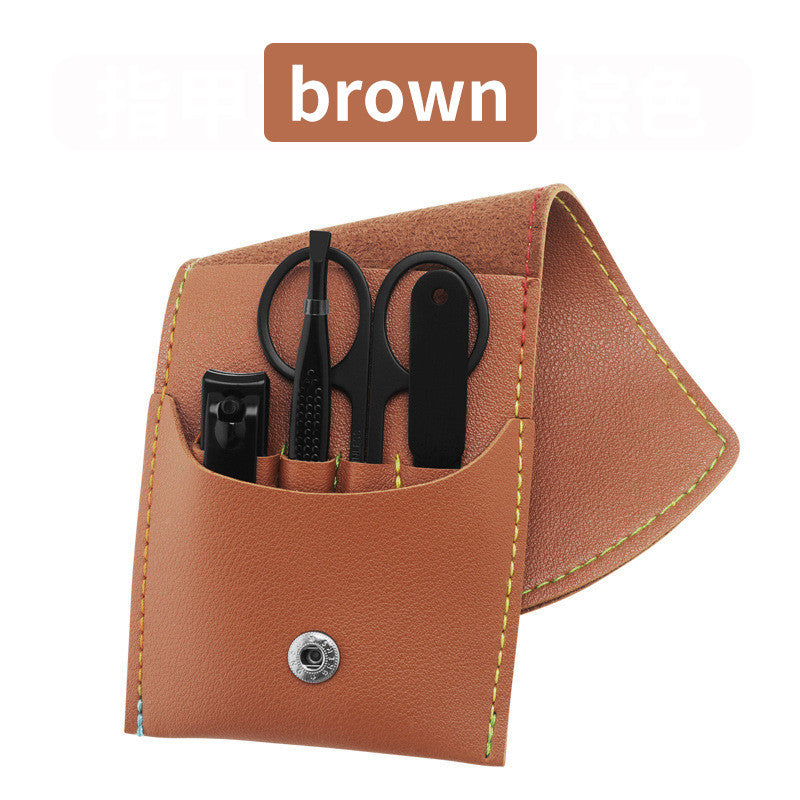 16 Piece Nail Grooming Kit with Portable Foldable Case-Brown-Theone Apparel