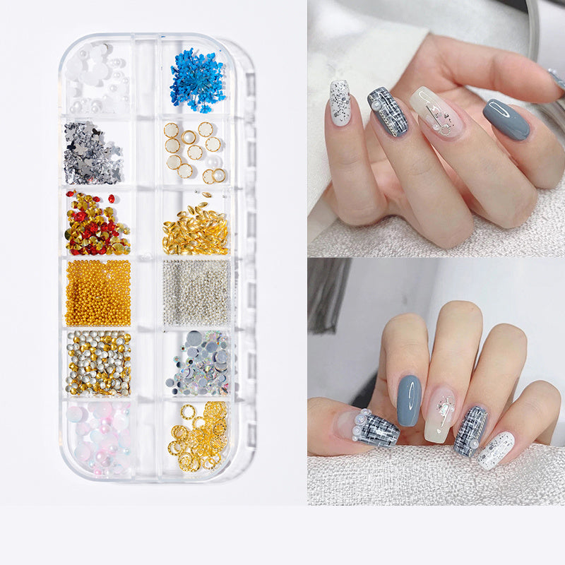 Witte en zilveren 3D Pearl en Butterfly Nail Adornments