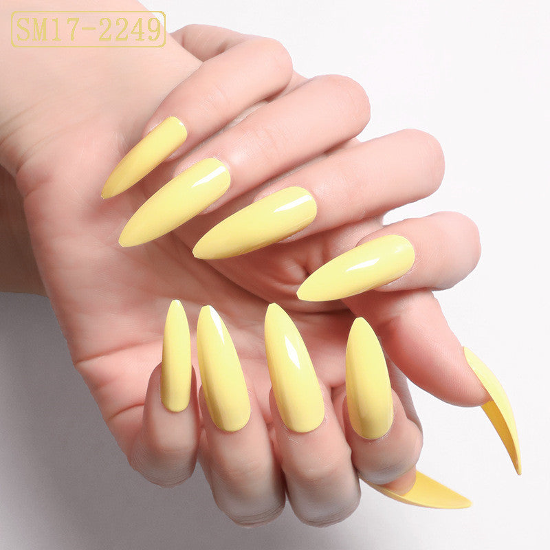 Women's Vibrant Long Round False Nail Set in Multiple Shades