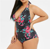 Dames plus size floral print one stuk zwempak