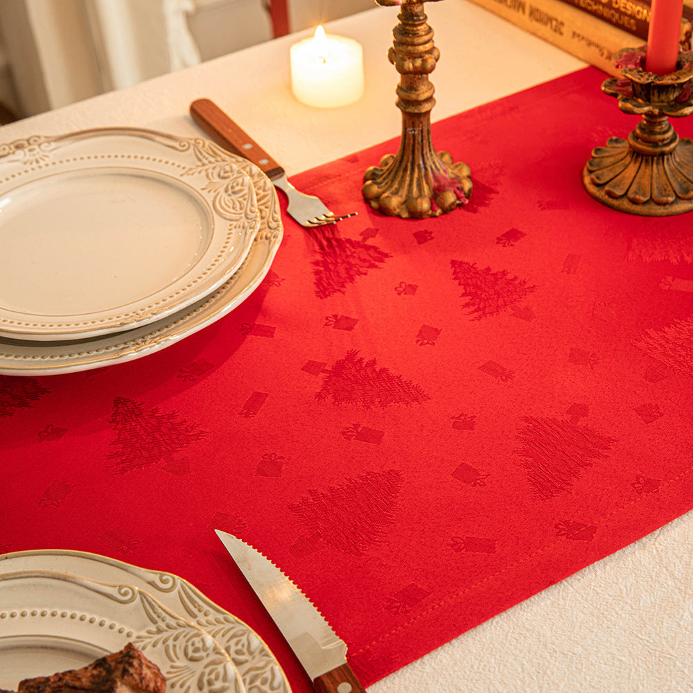 Elegant Satin Polyester Jacquard Christmas Table Runner in Assorted Colors