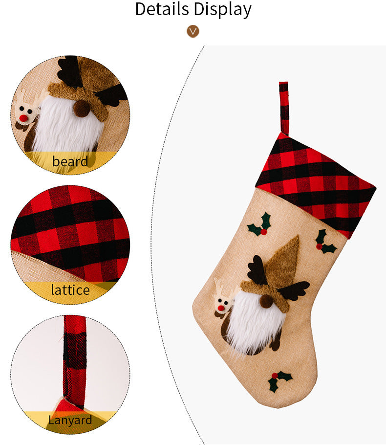 Cute Minimalist 3D Stocking with Red and White Checked Cuff