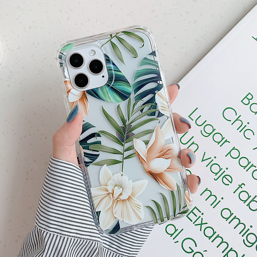 Banana Leaf Floral Protective Phone Case With Watercolor Design