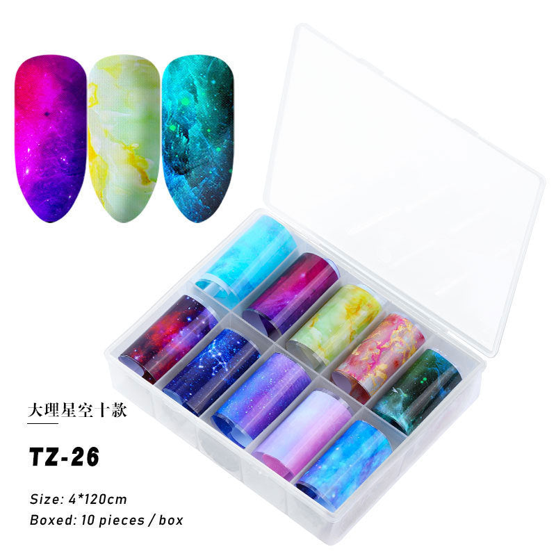 Multicolored and Multipatterned Nail Wraps 10 Piece Set