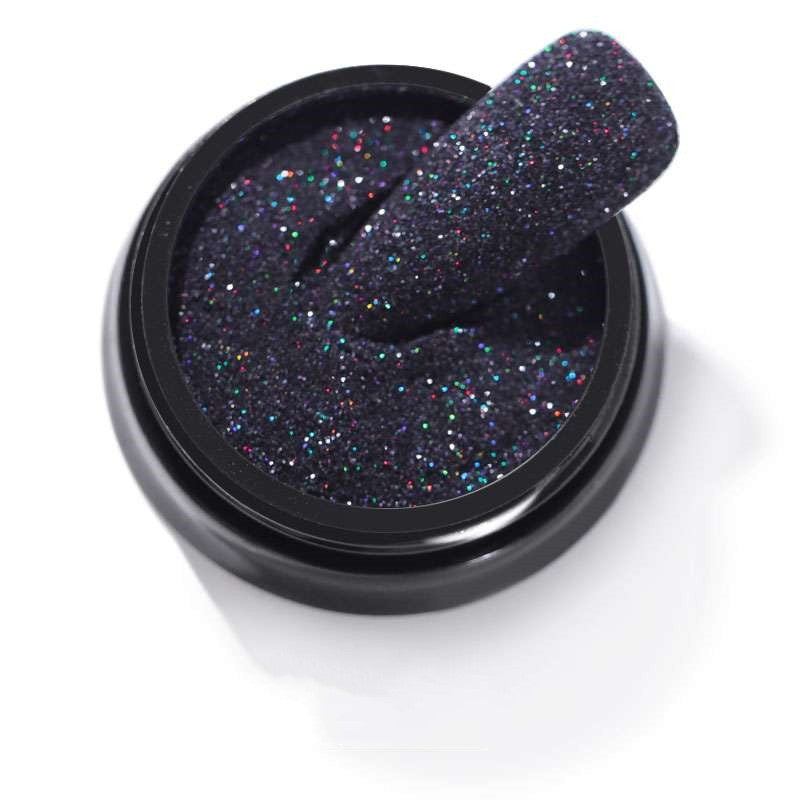 Women's Starry Night Nail Powder in Black with Silver Glitter