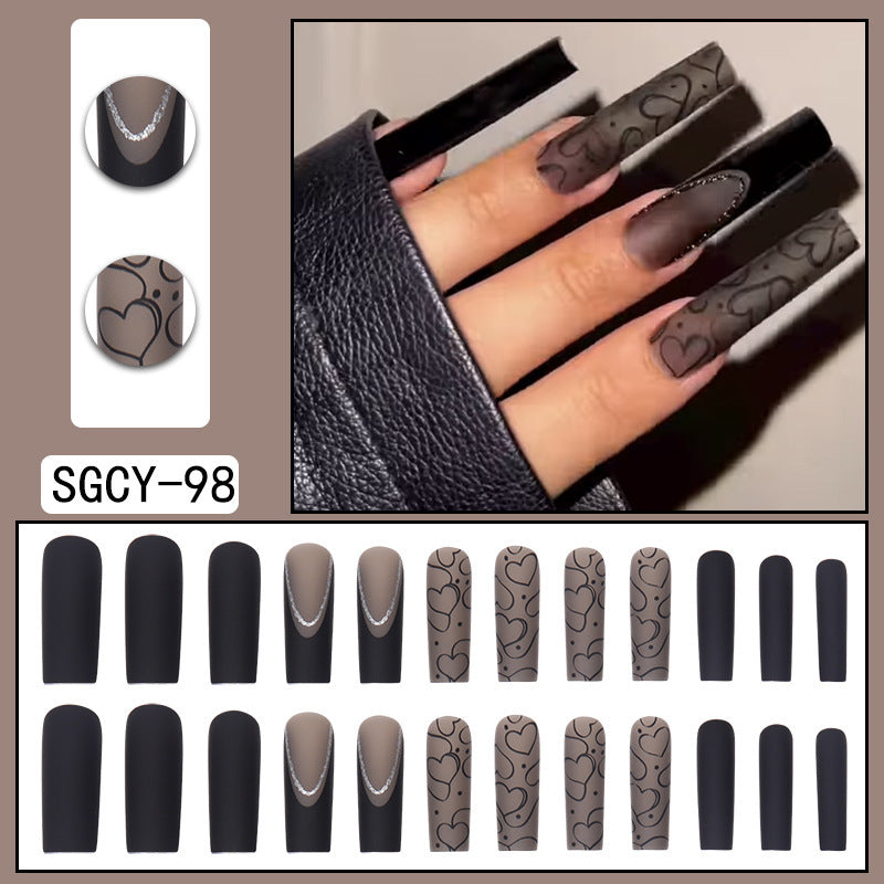 Women's Transparent Black Lace Nail Set for DIY Manicures