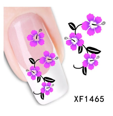 Bloemen en botanische zwarte nagelstickers voor thuisnagels