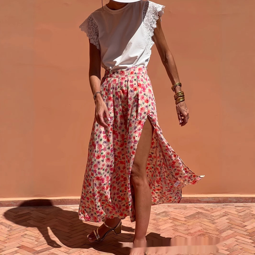 Women's Fashionable Floral-print Casual Skirt