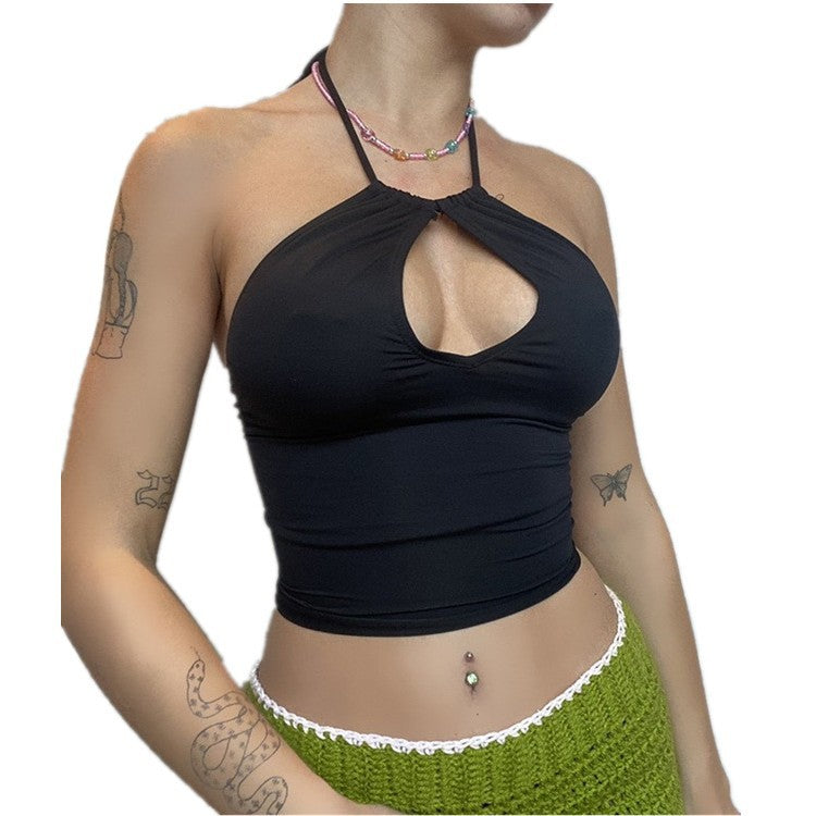 Chest-wrap Stretchy Cropped Sleeveless Short T-shirt