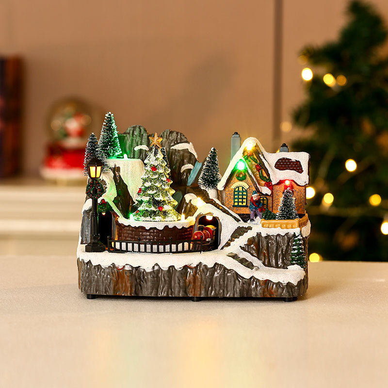 Wintry Village with Moving Train and LED Light Designs