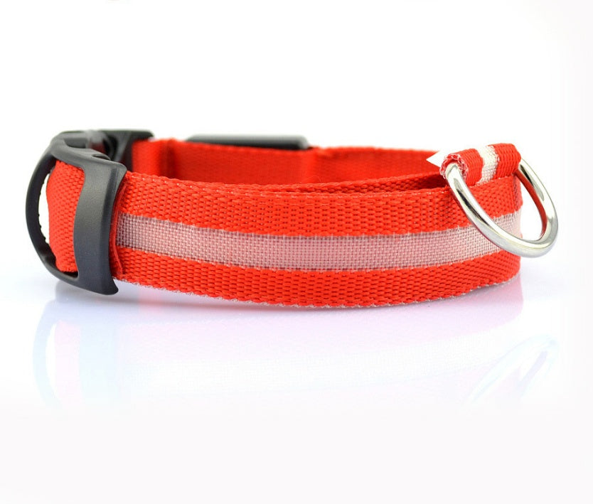 Nylon LED Luminous Pet Collar For Night Safety