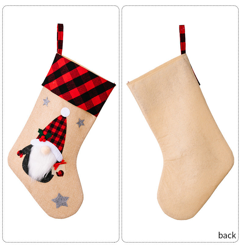 Cute Minimalist 3D Stocking with Red and White Checked Cuff