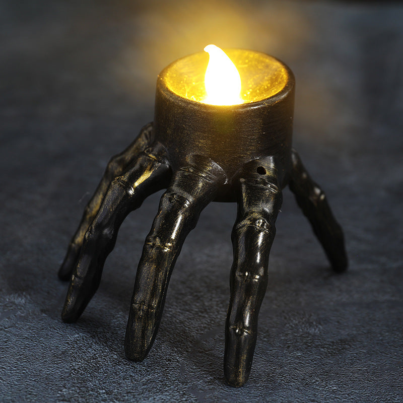 Disembodied Hand Metallic Lantern with False Flame Halloween Decoration