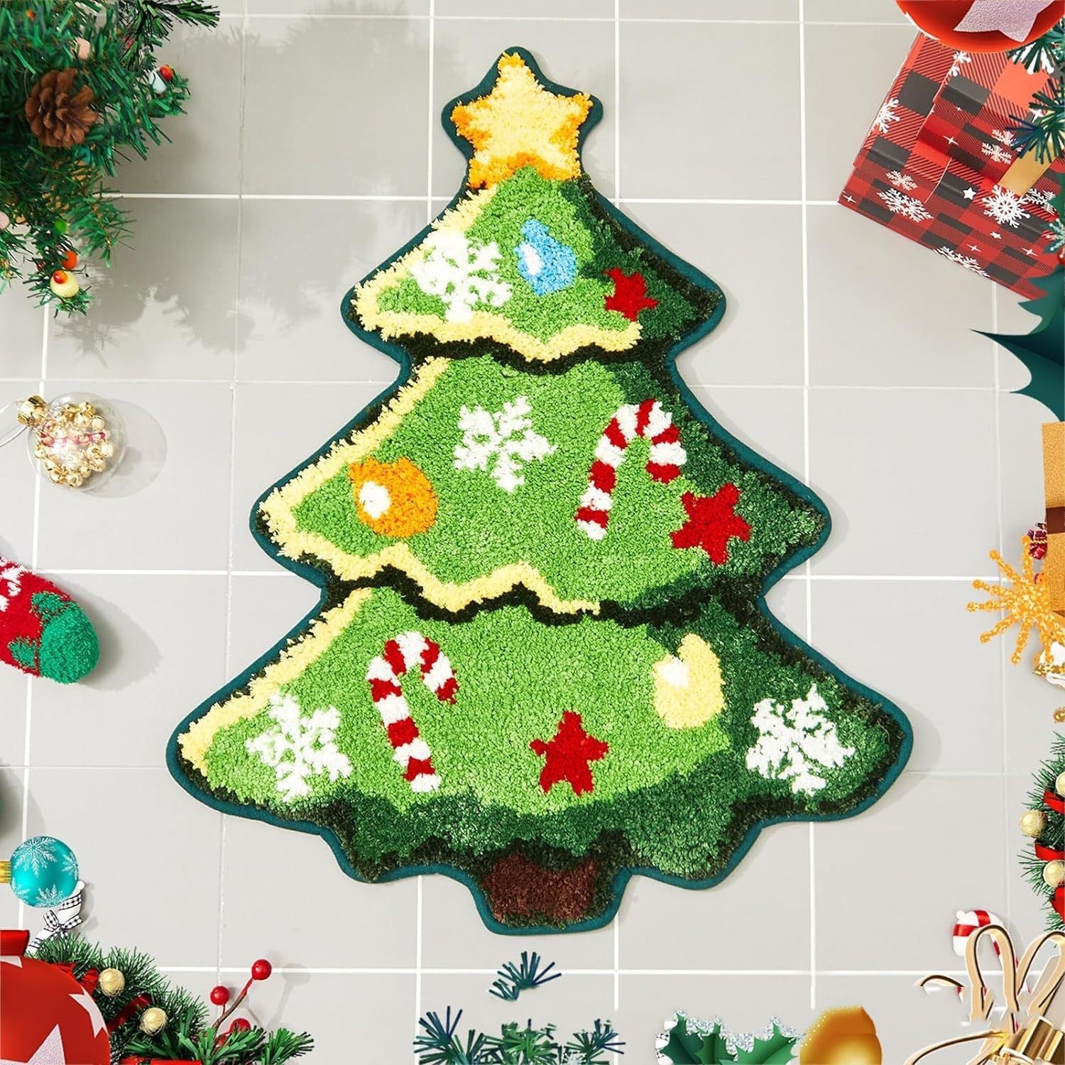 Christmas Tree Home Decoration Ultra Soft Themed Mat