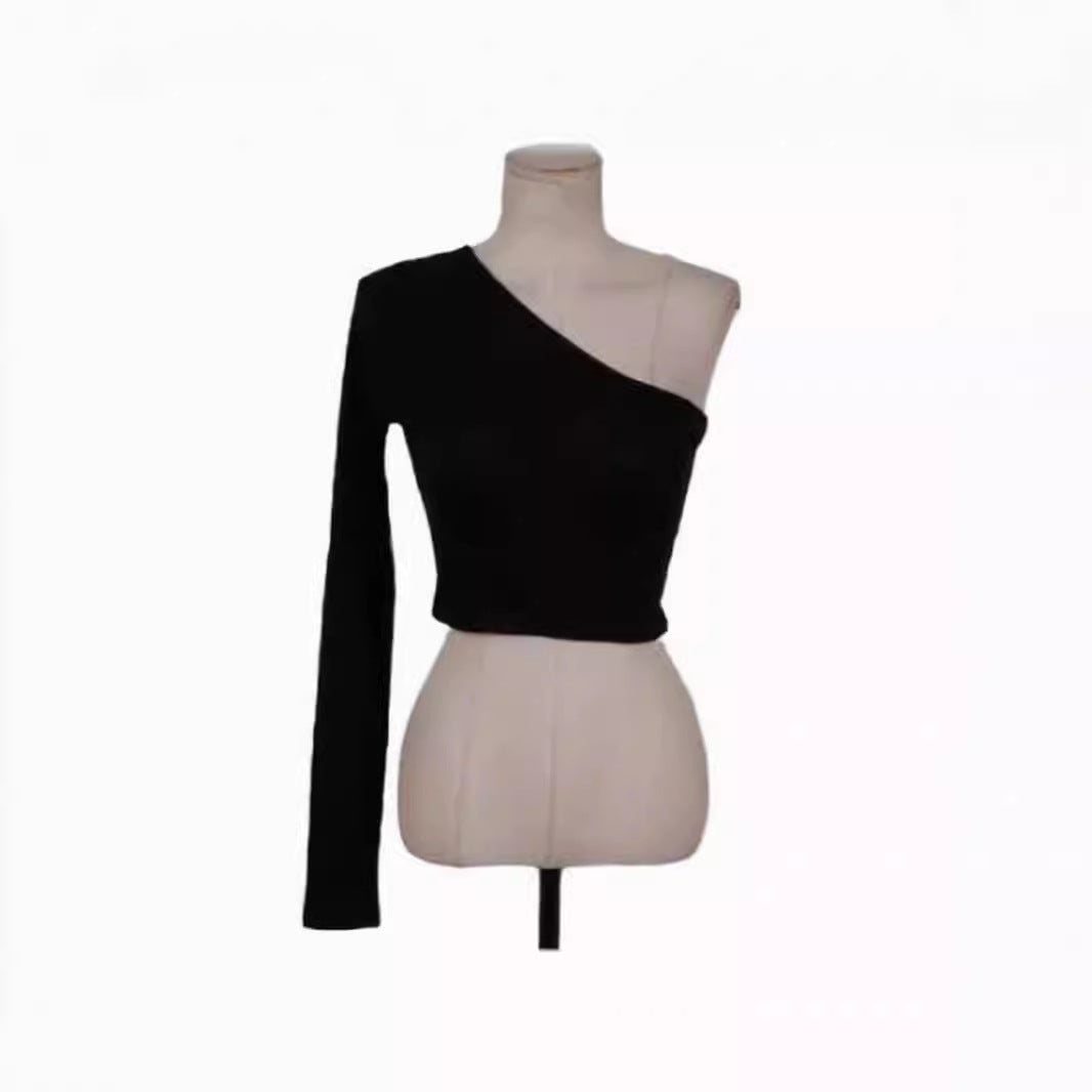 Slim Fit Korean Style Long Sleeve Crop Top For Women