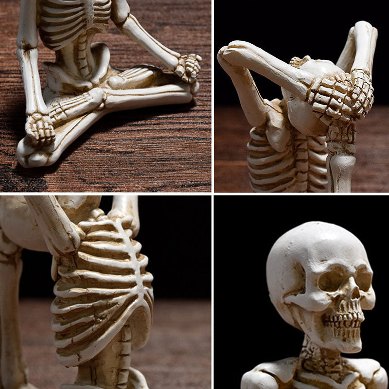 Skeleton in Yoga Poses Halloween Decorations with Non-Slip Base