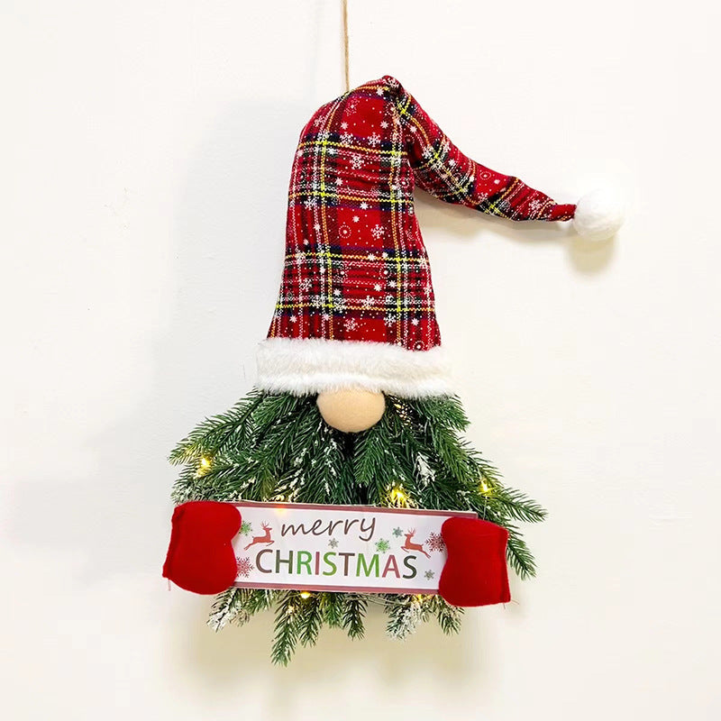 Whimsical Pine Gnome in Santa Hat Christmas Door Hanging Decoration