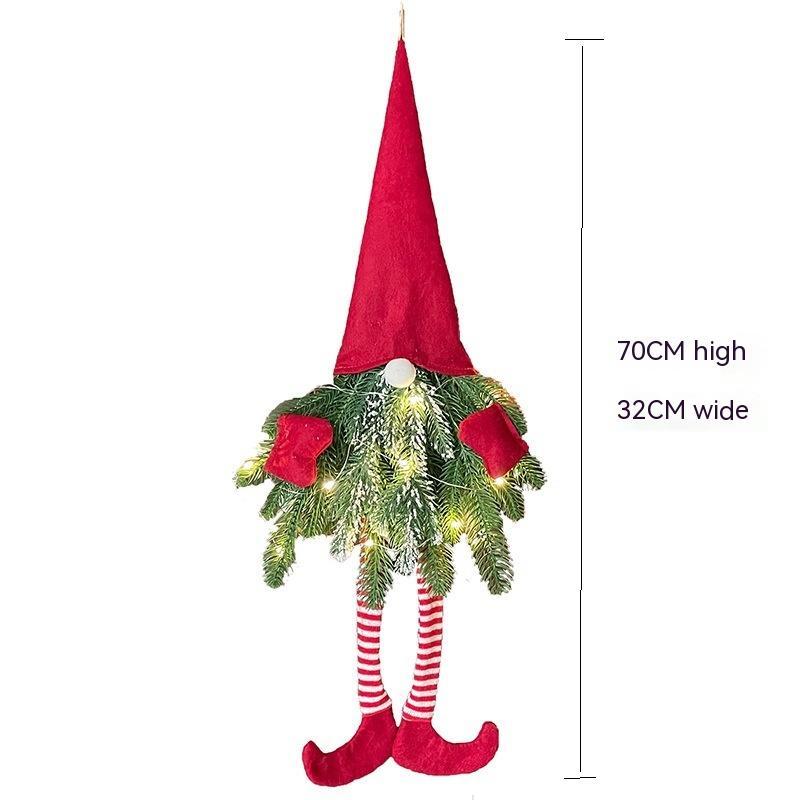 Whimsical Pine Gnome in Santa Hat Christmas Door Hanging Decoration