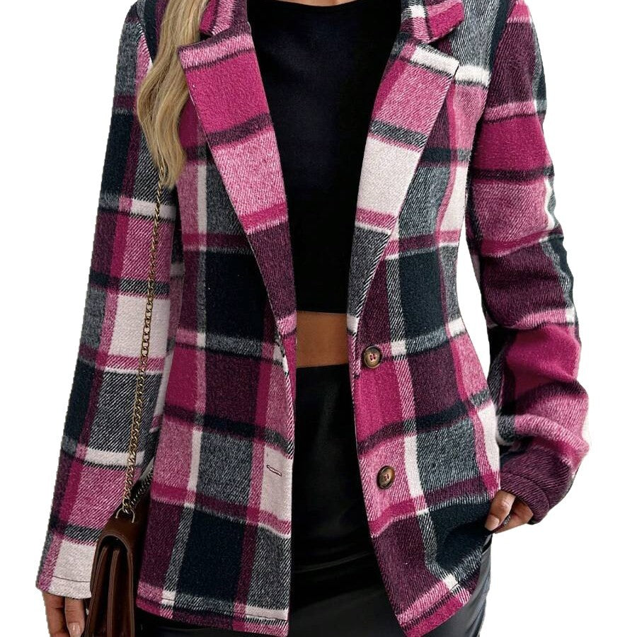 Loose Plaid Jacket Blazer Versatile