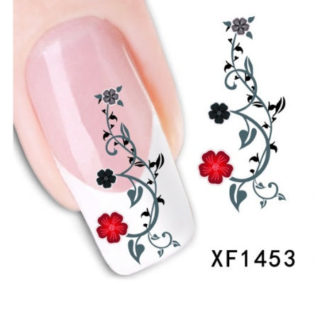 Floral and Botanical Black Nail Stickers for At Home Nails