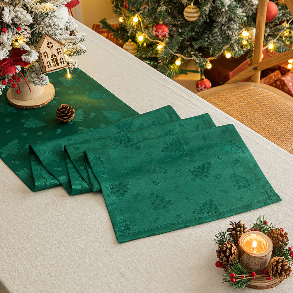 Elegant Satin Polyester Jacquard Christmas Table Runner in Assorted Colors