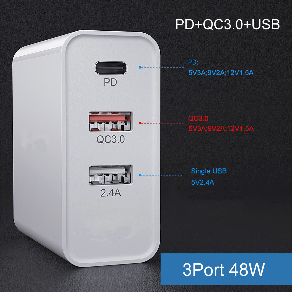 Multi?Port Fast Charging Adapter With PD and QC Support