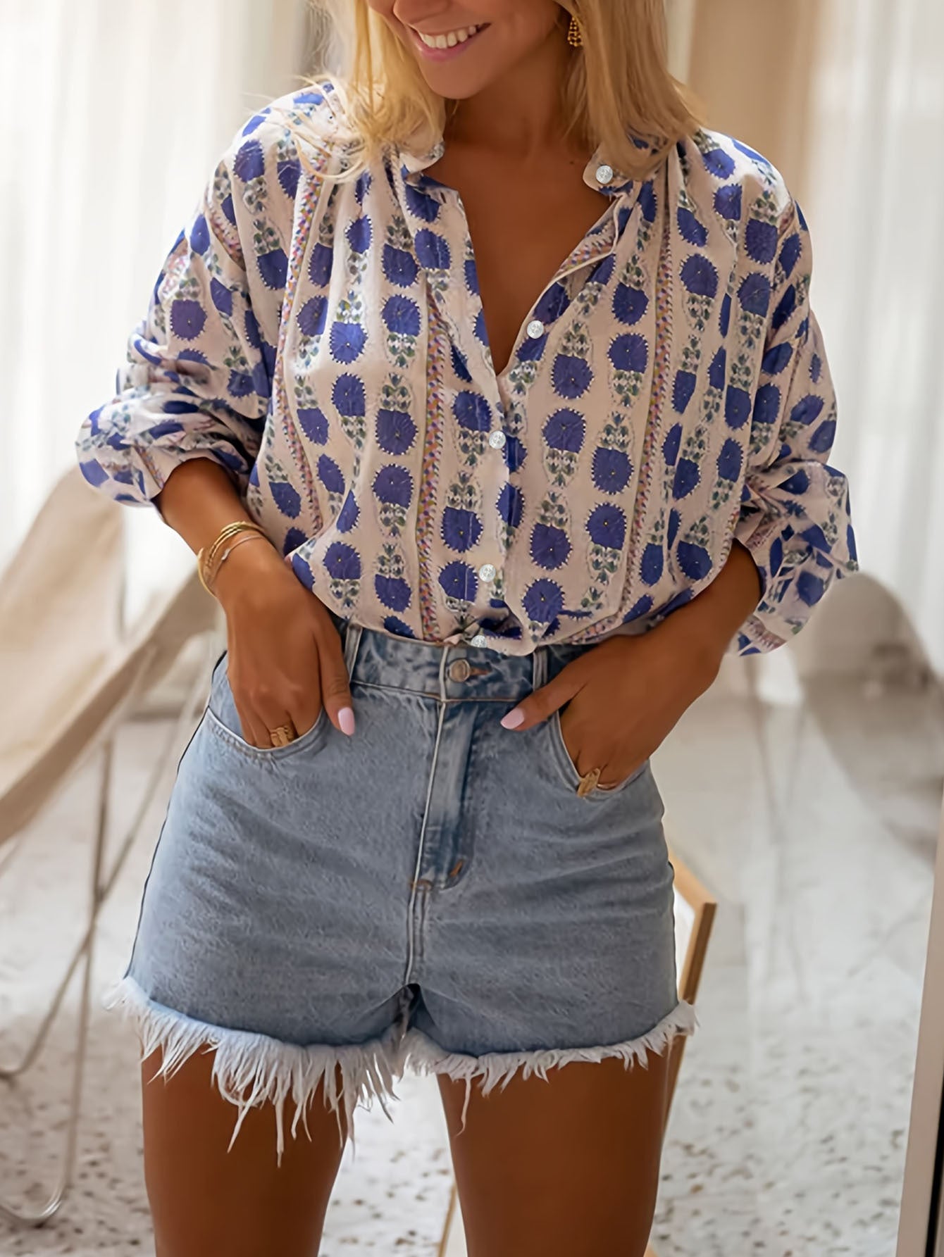 Women's Printed Casual Loose All-Match Shirt