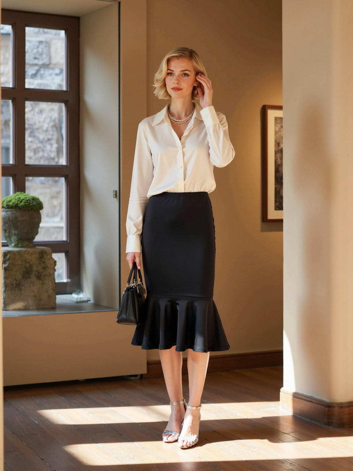 Women's Solid-Color Versatile Sheath Fishtail Elegant Skirt