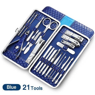All In One Nail Manicure Kit with Included Case-Blue-Theone Apparel