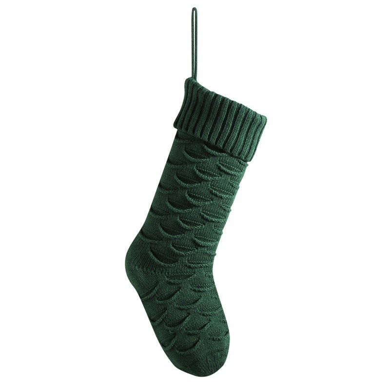 Christmas Stockings with Traditional Knit Style and Ribbed Cuff-Dark Green-Theone Apparel