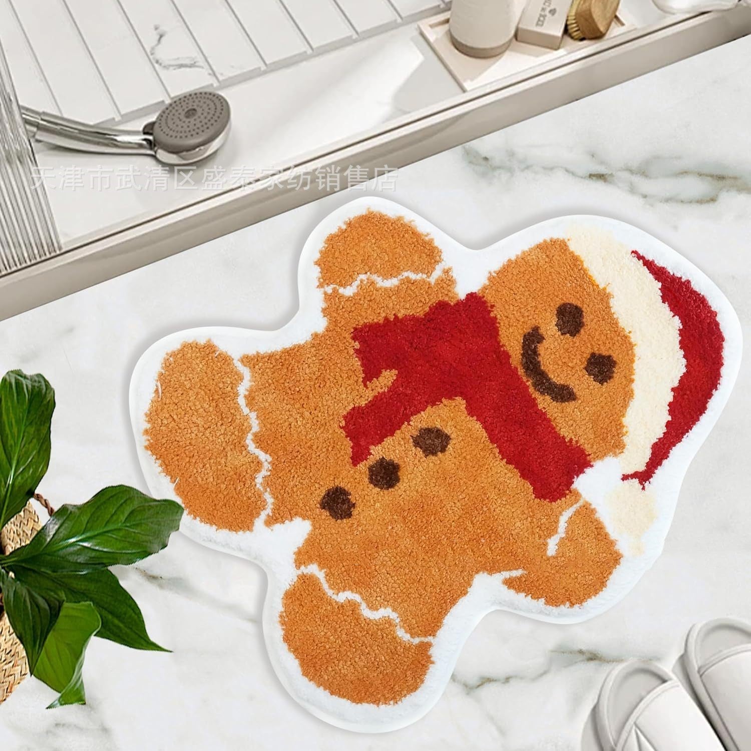 Christmas Tree Home Decoration Ultra Soft Themed Mat-Cute Gingerbread Man-Theone Apparel