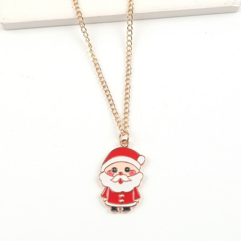 Cute Christmas Character Chain Pendant Necklace for Women & Kids in Assorted Styles-Santa Claus-Theone Apparel