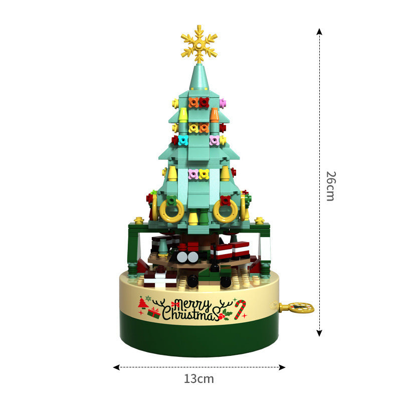 DIY Brick Building Block Rotating Christmas Tree Music Box Christmas Decoration-Theone Apparel