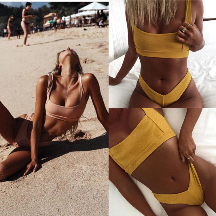 Effortless Split Bikini Swimsuit Designed for Beachside Glamour-Theone Apparel