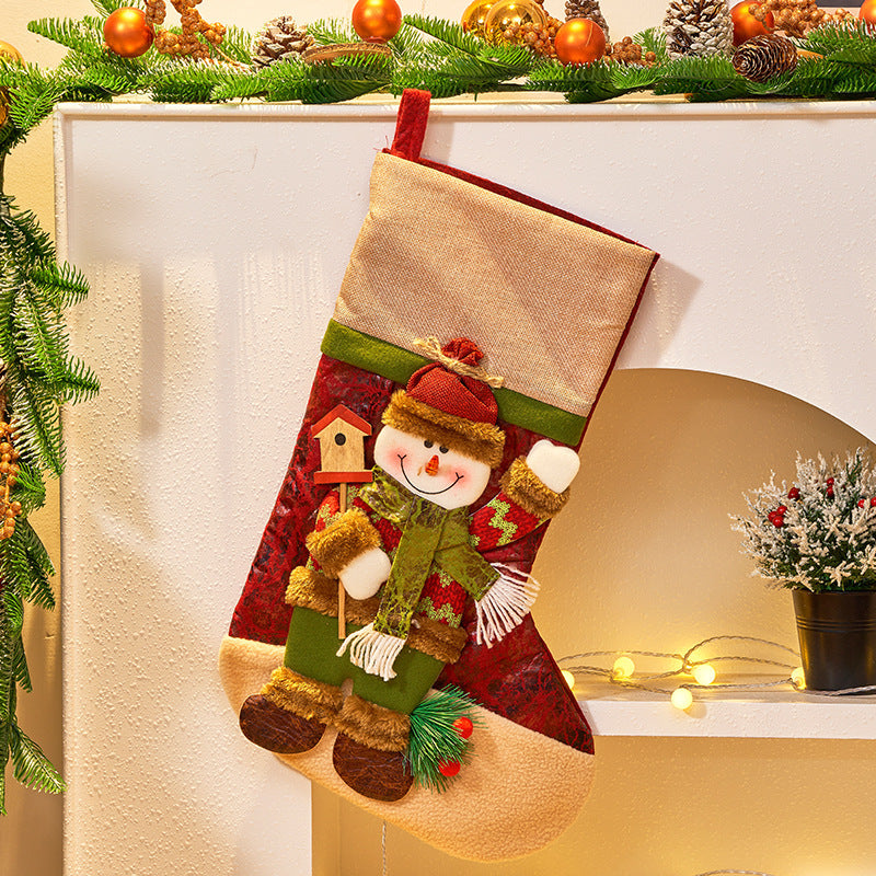 Farmhouse Style 3D Christmas Stocking with Santa, Reindeer and Snowman Options-Snowman-Theone Apparel