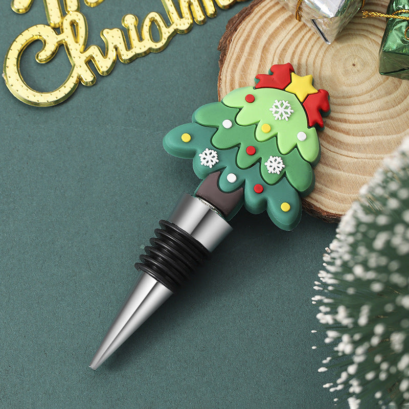 Festive Christmas-Themed PVC & Aluminum Wine Bottle Stopper in Assorted Styles-Style 1-Theone Apparel