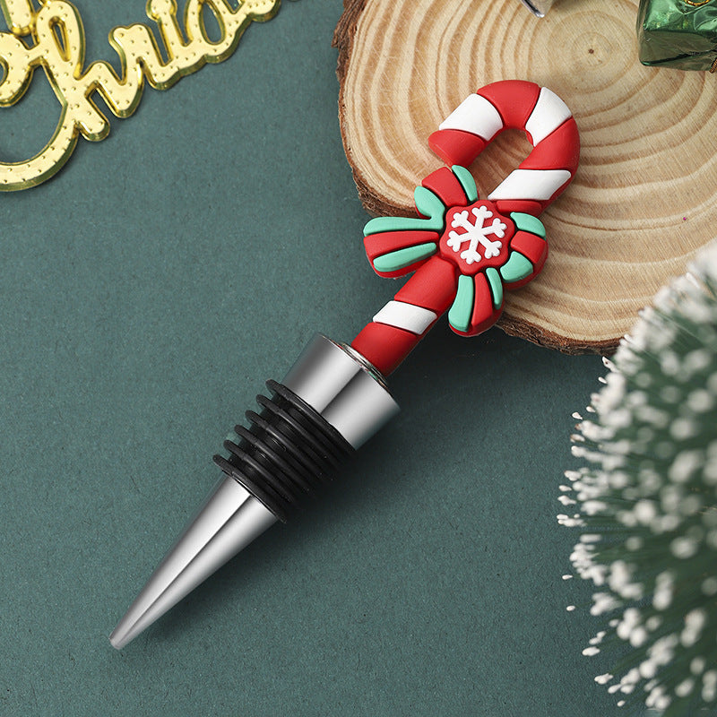 Festive Christmas-Themed PVC & Aluminum Wine Bottle Stopper in Assorted Styles-Style 2-Theone Apparel